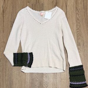 Lisa Todd Cuff Links Sweater in Sheepskin Size XS NWT